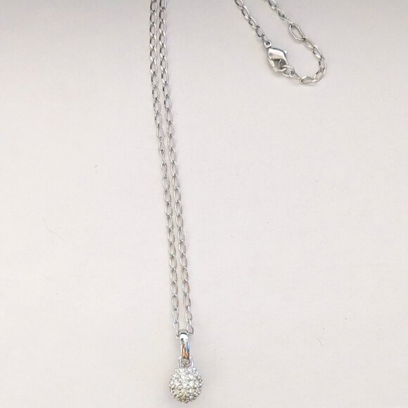 SWAROVSKI Silver Tone Ball Crystal Pendant Necklace - Picture 1 of 8